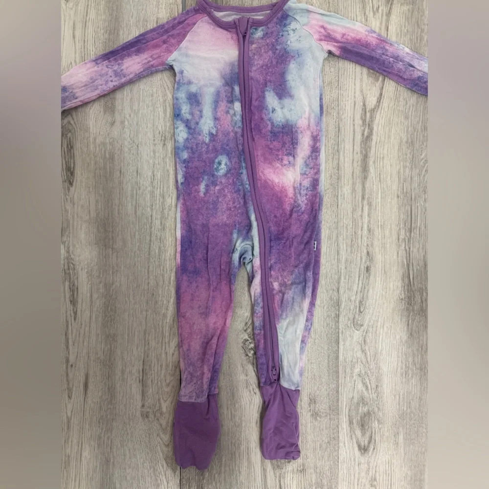 Purple Tie-Dye Kids One Piece Little Sleepies Footie PJS